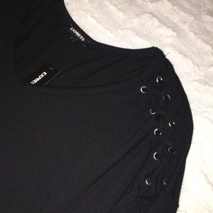 Long Sleeve Shoulder Lacing Top